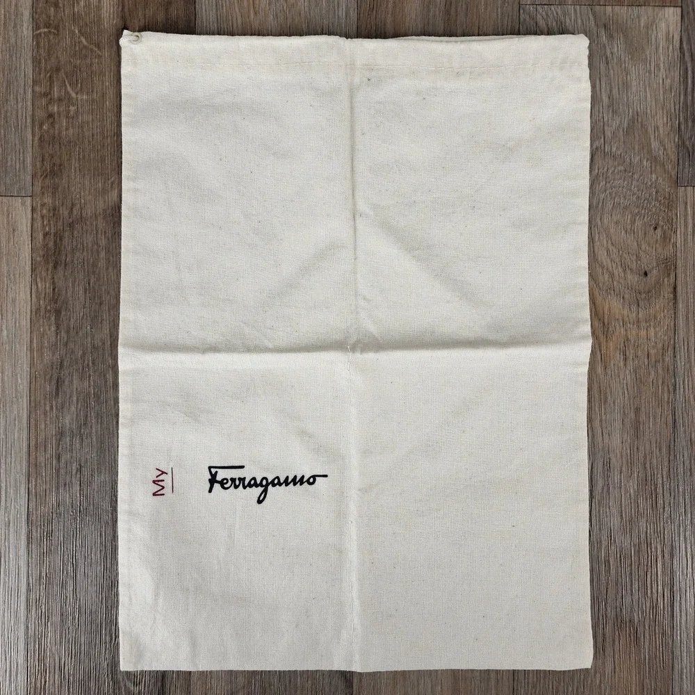 Salvatore Ferragamo Dust Bag Authentic Beige Cotton Drawstring‎ Pouch